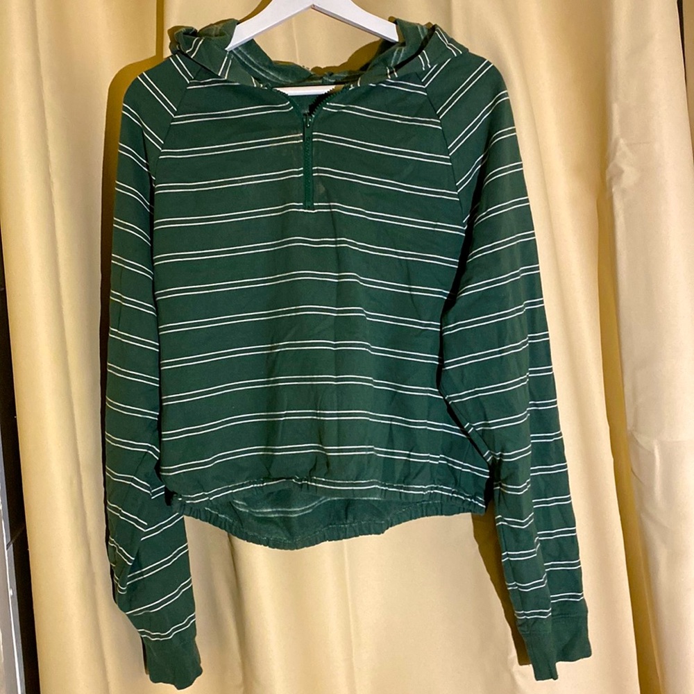 Green L.A. Hearts Cropped Hoodie Sweater